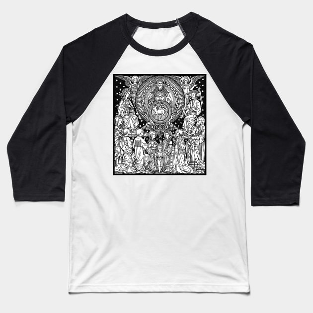 Holy Trinity 02 | Line Art | Black & White | Father Son Holy Spirit | Saints | Angels | Lamb | Dove Baseball T-Shirt by DeoGratias